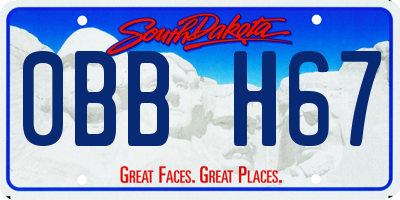 SD license plate 0BBH67