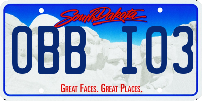 SD license plate 0BBI03
