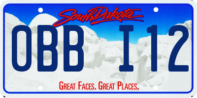 SD license plate 0BBI12