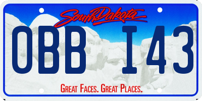 SD license plate 0BBI43