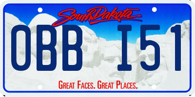 SD license plate 0BBI51