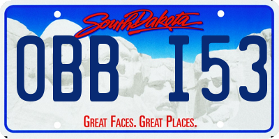 SD license plate 0BBI53