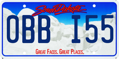 SD license plate 0BBI55