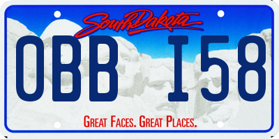 SD license plate 0BBI58