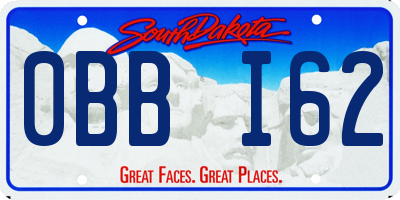 SD license plate 0BBI62