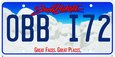 SD license plate 0BBI72