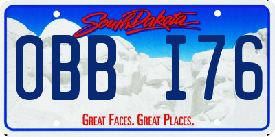 SD license plate 0BBI76