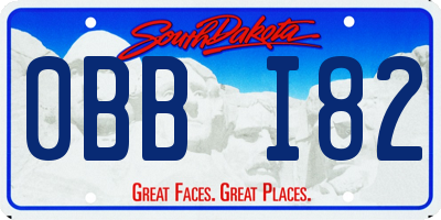SD license plate 0BBI82