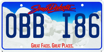SD license plate 0BBI86