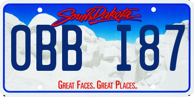 SD license plate 0BBI87