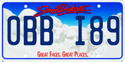 SD license plate 0BBI89