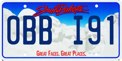 SD license plate 0BBI91