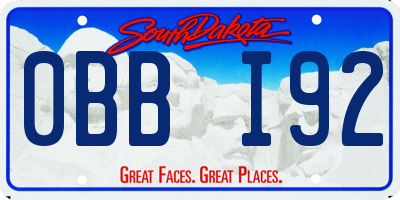SD license plate 0BBI92