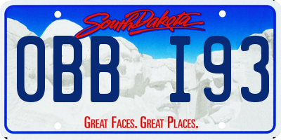 SD license plate 0BBI93