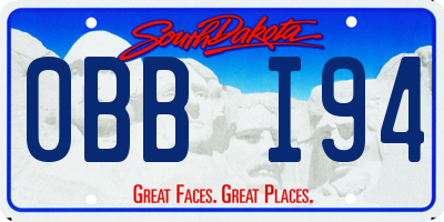 SD license plate 0BBI94