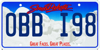 SD license plate 0BBI98