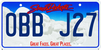 SD license plate 0BBJ27