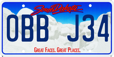 SD license plate 0BBJ34
