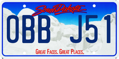 SD license plate 0BBJ51