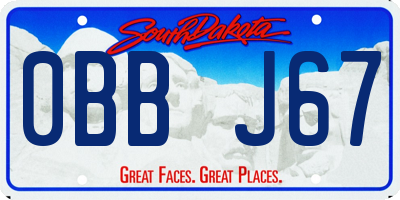 SD license plate 0BBJ67