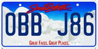 SD license plate 0BBJ86