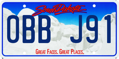 SD license plate 0BBJ91