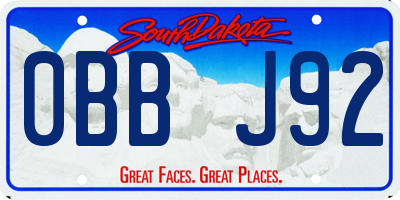 SD license plate 0BBJ92