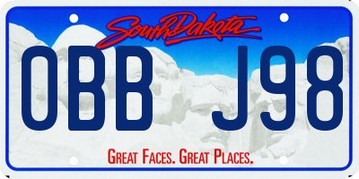 SD license plate 0BBJ98