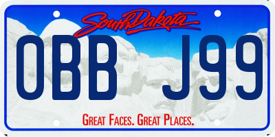 SD license plate 0BBJ99