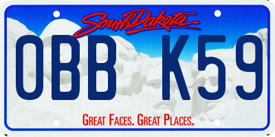 SD license plate 0BBK59