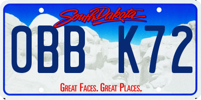 SD license plate 0BBK72