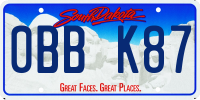 SD license plate 0BBK87