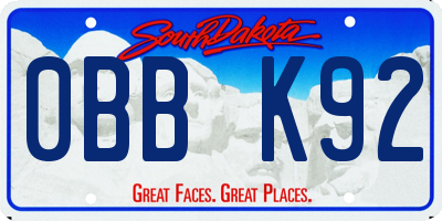 SD license plate 0BBK92