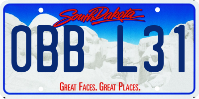 SD license plate 0BBL31
