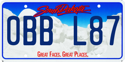 SD license plate 0BBL87