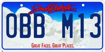 SD license plate 0BBM13