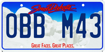 SD license plate 0BBM43