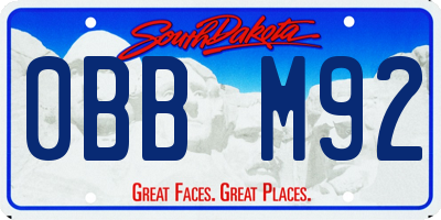 SD license plate 0BBM92