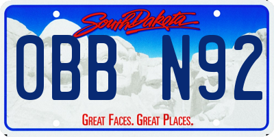 SD license plate 0BBN92