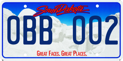 SD license plate 0BBO02