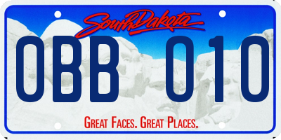 SD license plate 0BBO10