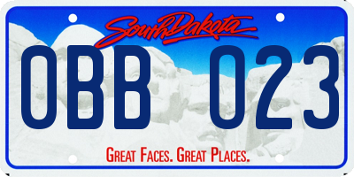 SD license plate 0BBO23