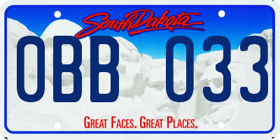SD license plate 0BBO33