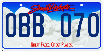 SD license plate 0BBO70