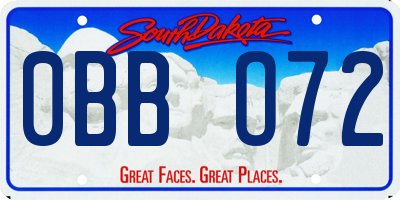 SD license plate 0BBO72