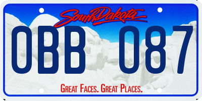 SD license plate 0BBO87