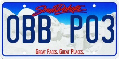 SD license plate 0BBP03