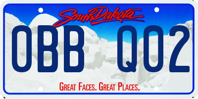 SD license plate 0BBQ02
