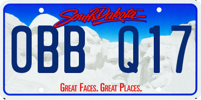 SD license plate 0BBQ17