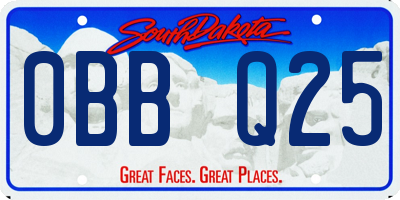 SD license plate 0BBQ25